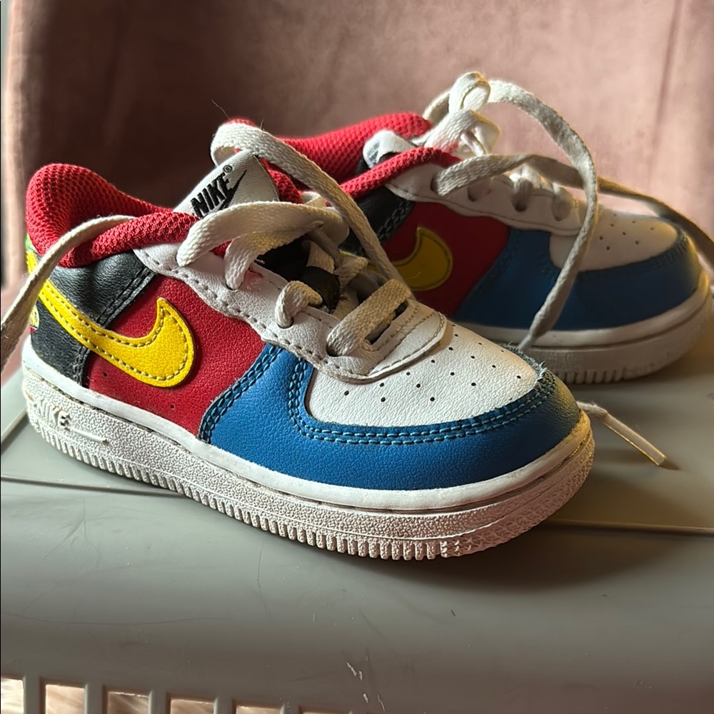 Nike Red and Blue Sneakers Classic Low-Top Custom UNO Design